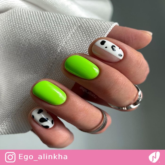 Dalmatian Print and Neon Nails